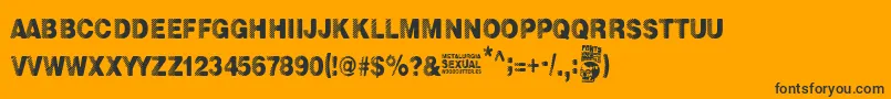 Metalurgia Sexual-Schriftart – Schwarze Schriften auf orangefarbenem Hintergrund