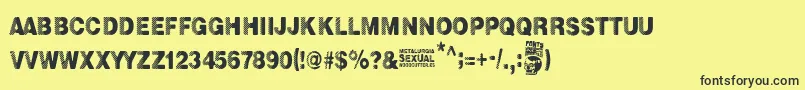 Fonte Metalurgia Sexual – fontes pretas em um fundo amarelo