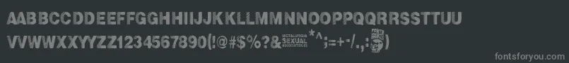 Metalurgia Sexual-fontti – harmaat kirjasimet mustalla taustalla