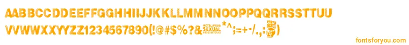 Metalurgia Sexual-Schriftart – Orangefarbene Schriften auf weißem Hintergrund