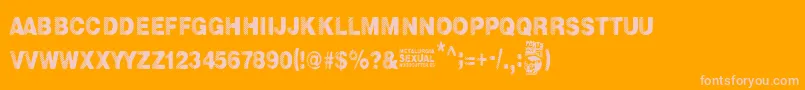 Metalurgia Sexual-Schriftart – Rosa Schriften auf orangefarbenem Hintergrund