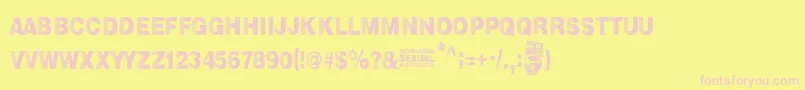 Metalurgia Sexual-Schriftart – Rosa Schriften auf gelbem Hintergrund