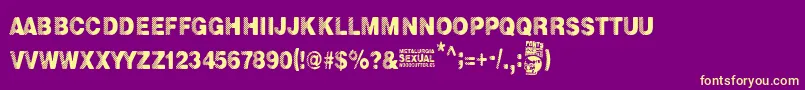 フォントMetalurgia Sexual – 紫の背景に黄色のフォント