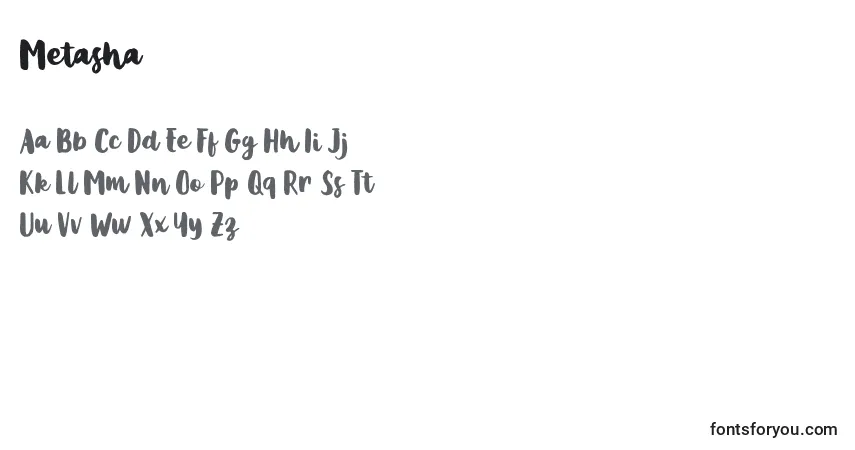 Czcionka Metasha – alfabet, cyfry, specjalne znaki