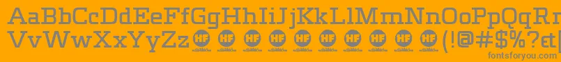 Meteora   DEMO-Schriftart – Graue Schriften auf orangefarbenem Hintergrund