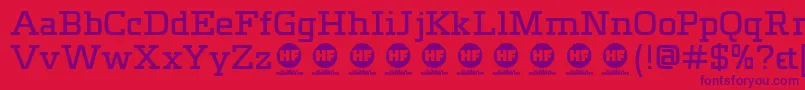 Meteora   DEMO-Schriftart – Violette Schriften auf rotem Hintergrund