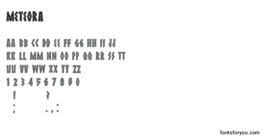 Schriftart Meteora – Alphabet, Zahlen, spezielle Symbole