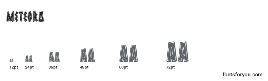 Размеры шрифта Meteora