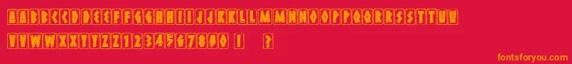 フォントMeteoraRocky – 赤い背景にオレンジの文字