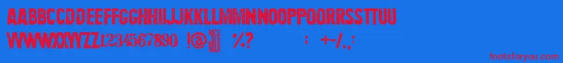 Meteoritox-Schriftart – Rote Schriften auf blauem Hintergrund