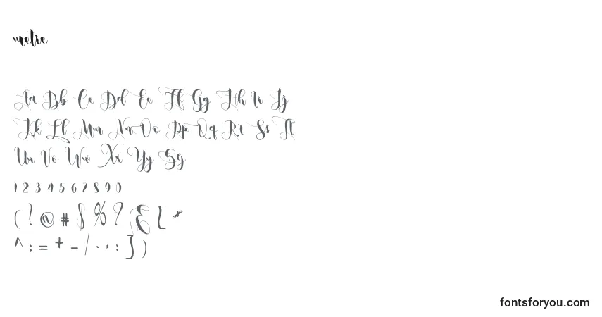 Schriftart Metic (134175) – Alphabet, Zahlen, spezielle Symbole