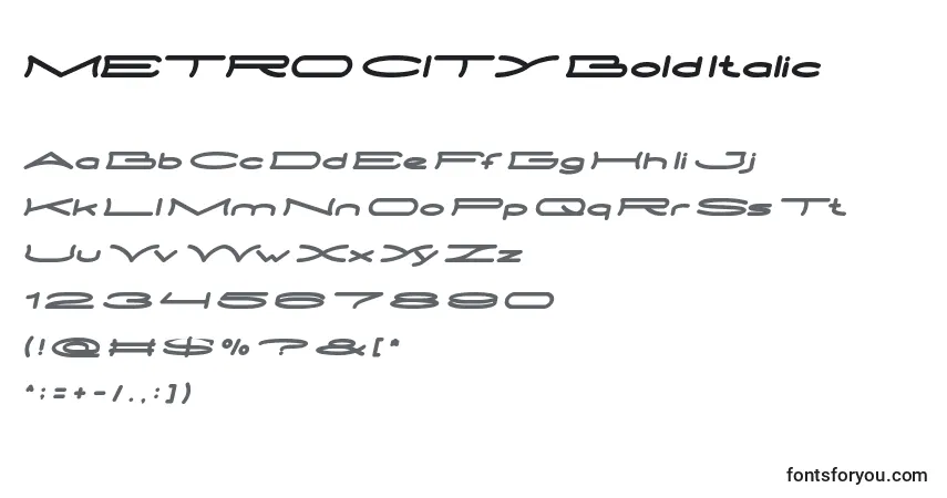 Fuente METRO CITY Bold Italic - alfabeto, números, caracteres especiales