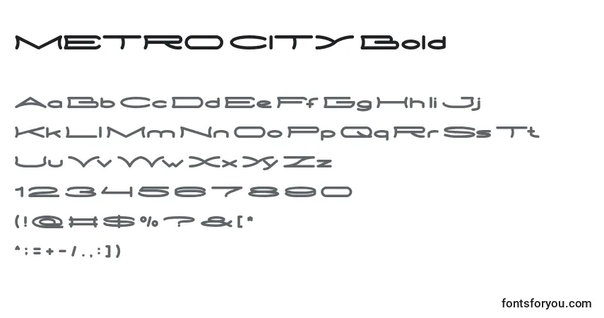 Schriftart METRO CITY Bold – Alphabet, Zahlen, spezielle Symbole