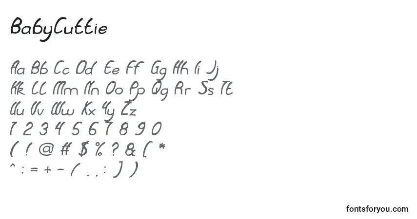 Schriftart BabyCuttie – Alphabet, Zahlen, spezielle Symbole