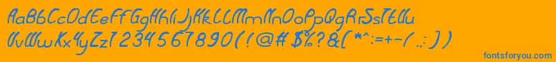 BabyCuttie-Schriftart – Blaue Schriften auf orangefarbenem Hintergrund