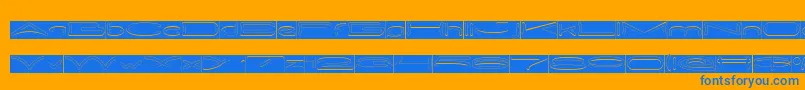 METRO CITY Hollow Inverse-Schriftart – Blaue Schriften auf orangefarbenem Hintergrund