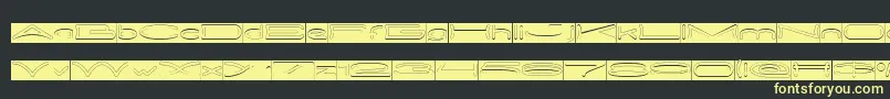 フォントMETRO CITY Hollow Inverse – 黒い背景に黄色の文字