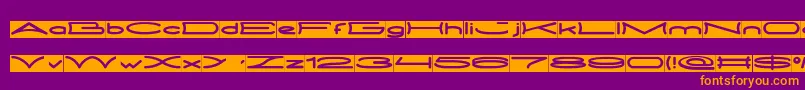 フォントMETRO CITY inverse – 紫色の背景にオレンジのフォント