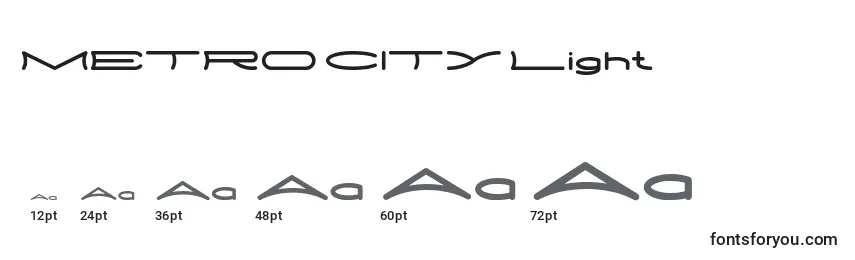 Größen der Schriftart METRO CITY Light