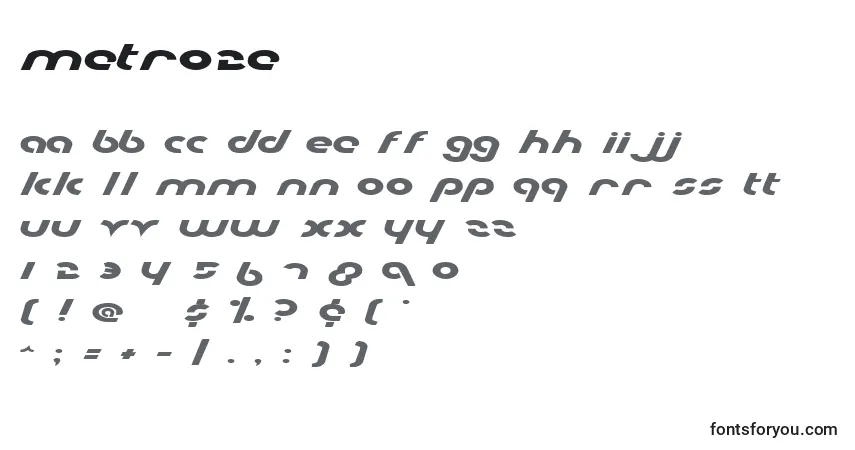 Schriftart Metro2e – Alphabet, Zahlen, spezielle Symbole