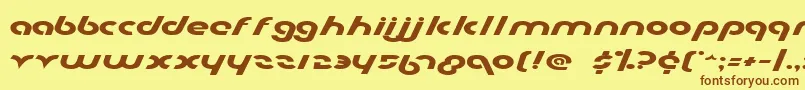 フォントMetro2e – 茶色の文字が黄色の背景にあります。