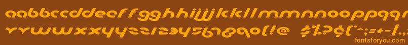 フォントMetro2e – オレンジ色の文字が茶色の背景にあります。