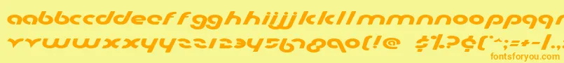 Metro2e-Schriftart – Orangefarbene Schriften auf gelbem Hintergrund