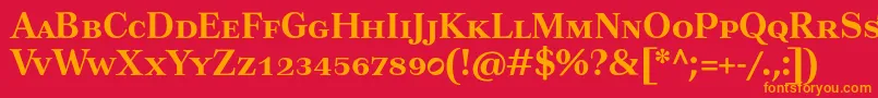 フォントTusartextscBold – 赤い背景にオレンジの文字