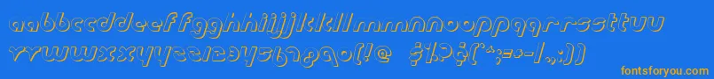 Metro2s-Schriftart – Orangefarbene Schriften auf blauem Hintergrund