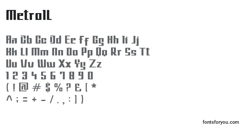 A fonte MetroIL – alfabeto, números, caracteres especiais