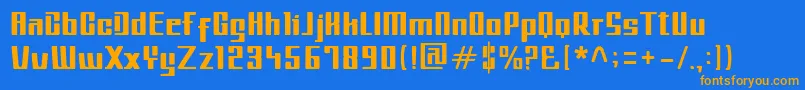 フォントMetroIL – オレンジ色の文字が青い背景にあります。