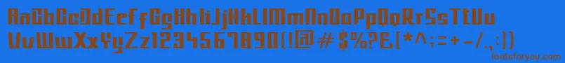 フォントMetroIL – 茶色の文字が青い背景にあります。