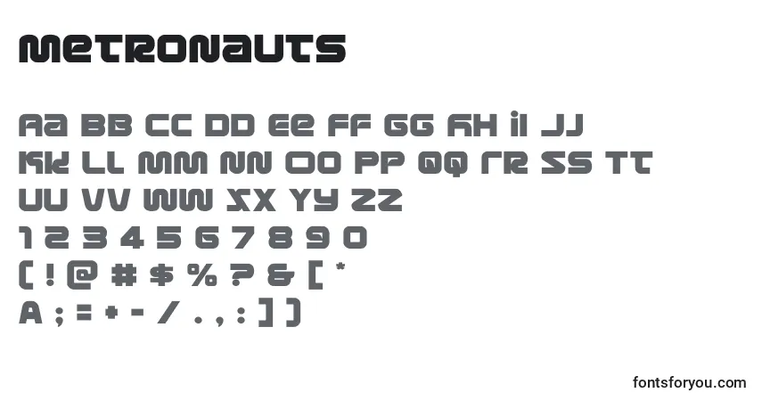 Metronauts (134195)-fontti – aakkoset, numerot, erikoismerkit