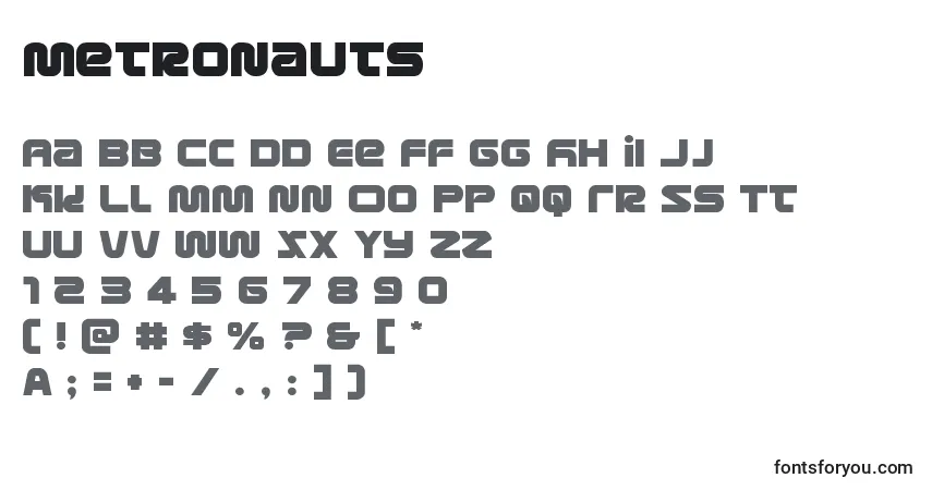 Schriftart Metronauts (134196) – Alphabet, Zahlen, spezielle Symbole