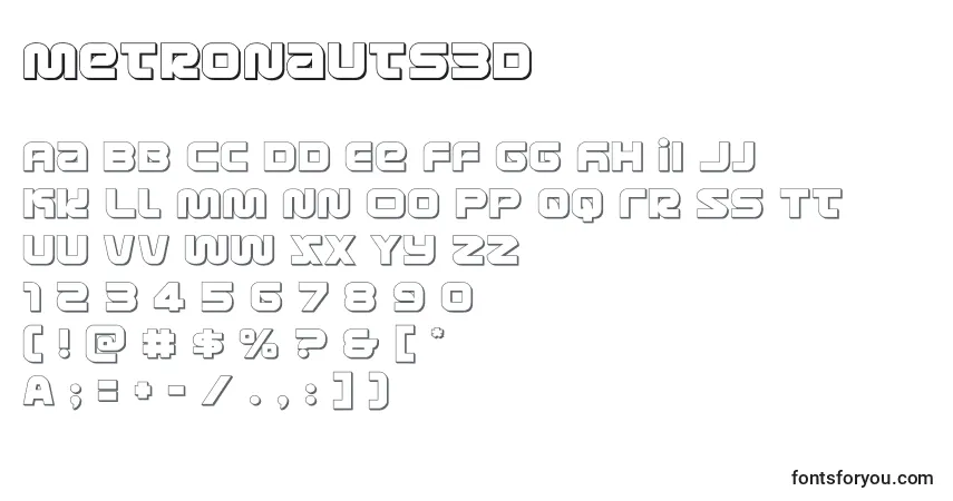 Schriftart Metronauts3d (134197) – Alphabet, Zahlen, spezielle Symbole