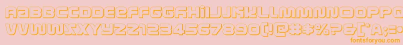 metronauts3d-Schriftart – Orangefarbene Schriften auf rosa Hintergrund