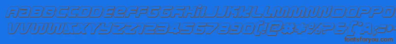 metronauts3dital-Schriftart – Braune Schriften auf blauem Hintergrund