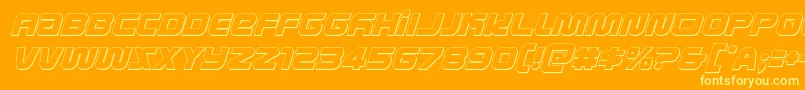 metronauts3dital-Schriftart – Gelbe Schriften auf orangefarbenem Hintergrund