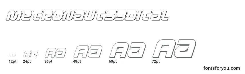 Размеры шрифта Metronauts3dital (134200)