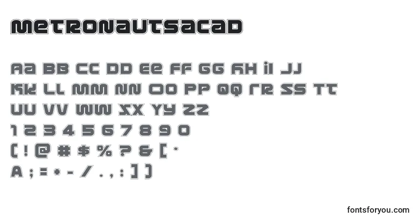 Czcionka Metronautsacad (134201) – alfabet, cyfry, specjalne znaki