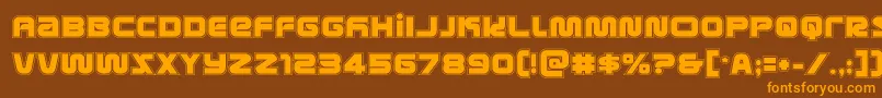 metronautsacad-fontti – oranssit fontit ruskealla taustalla
