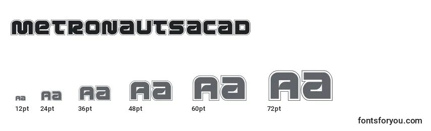 Размеры шрифта Metronautsacad (134201)