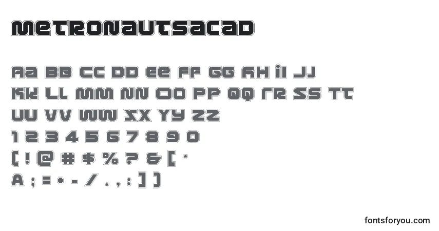 Metronautsacad (134202)フォント–アルファベット、数字、特殊文字
