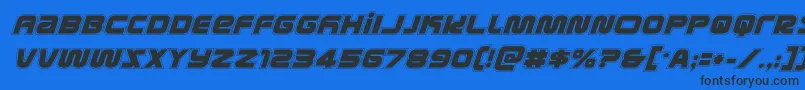metronautsacadital Font – Black Fonts on Blue Background