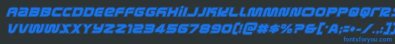 metronautsacadital-fontti – siniset fontit mustalla taustalla