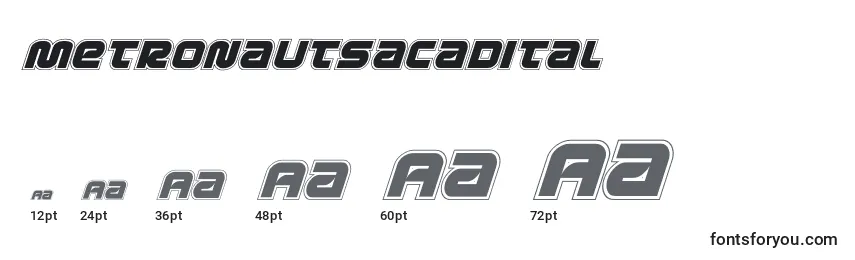 Размеры шрифта Metronautsacadital (134203)