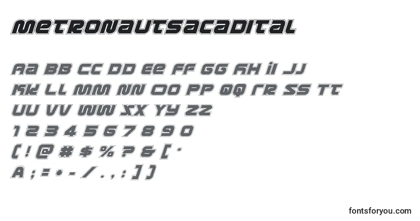 Шрифт Metronautsacadital (134204) – алфавит, цифры, специальные символы