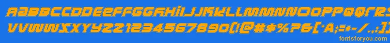 metronautsacadital Font – Orange Fonts on Blue Background