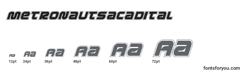 Размеры шрифта Metronautsacadital (134204)