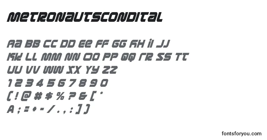 Schriftart Metronautscondital (134207) – Alphabet, Zahlen, spezielle Symbole